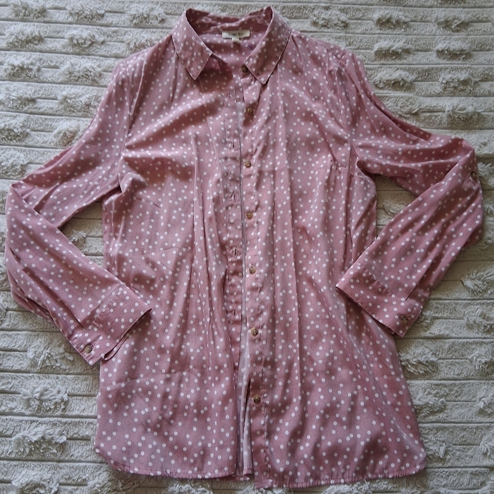 Como Blu Barbiecore Polka Dot Button Down Shirt - Pink Medium